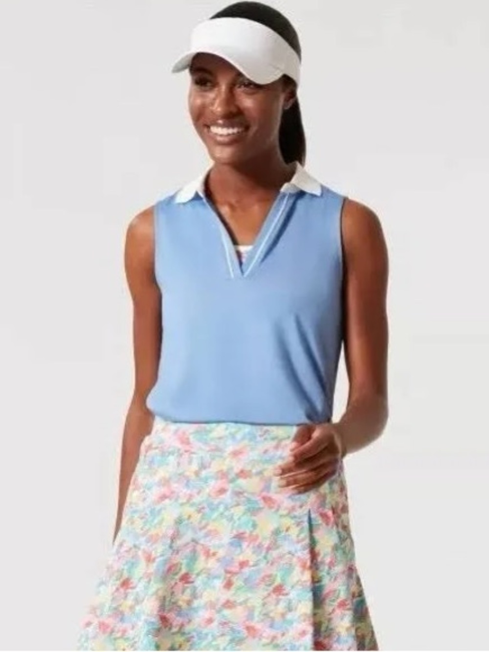 TUCKERNUCK Blue Sleeveless Performance Caroline Polo Top M